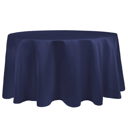 Ultimate Textile Satin 126-Inch Round Tablecloth Navy Blue