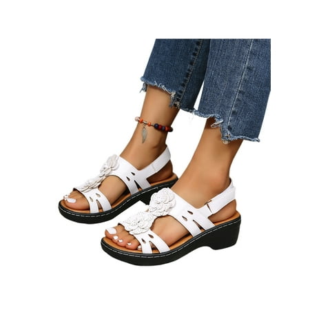 Gomelly Women Wedge Sandals Summer Platform Sandal Flower Shoes Retro Womens Ladies White 7.5
Gomelly Women Wedge Sandals Summer Platform Sandal Flower Shoes Retro Womens Ladies White 7.5