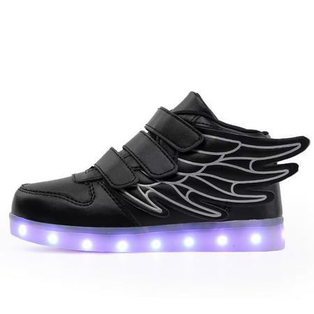 JJtiger High top wings colorful LED light shoes children s shoes luminous shoes skateboard shoes