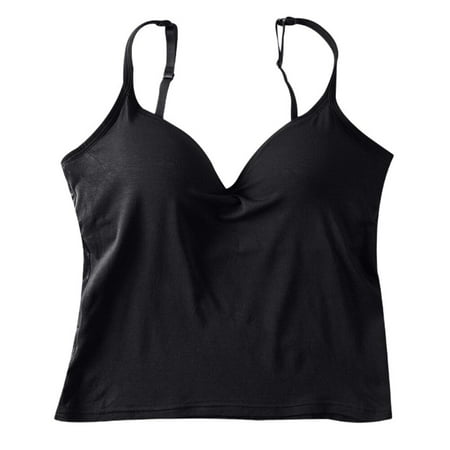 Women Loose Sleeveless Camisole with Built-in for Sports Home Cami Bra