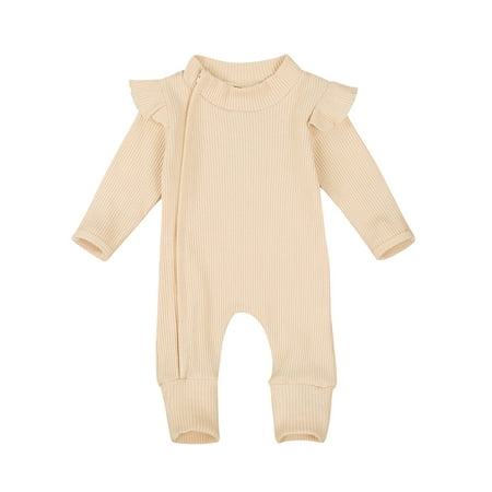 One Opening Newborn Baby Long Sleeve Jumpsuit Autumn Long Pants Casual Romper