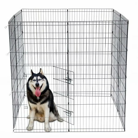 48" Tall Wire Fence Pet Dog Cat Folding Exercise Yard 8 Panel Metal Play Pen Black