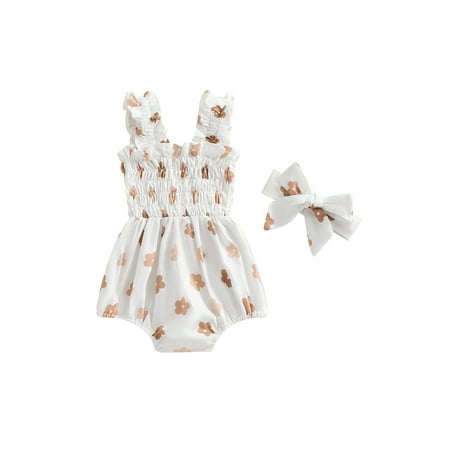 Baby Girl 2Pcs Summer Outfits Infant Sleeveless Floral Print Smocked Romper with Headband Set
Baby Girl 2Pcs Summer Outfits Infant Sleeveless Floral Print Smocked Romper with Headband Set