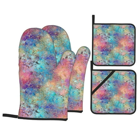 Oven Mitts and Pot Holders 4 pcs Set blue pink colorful cracked texture Heat Resistant Pot Holders Oven Mitts for kitchen Non-Slip Hanging Loop Oven Glove Potholders for Baking Cooking
Oven Mitts and Pot Holders 4 pcs Set blue pink colorful cracked texture Heat Resistant Pot Holders Oven Mitts for kitchen Non-Slip Hanging Loop Oven Glove Potholders for Baking Cooking