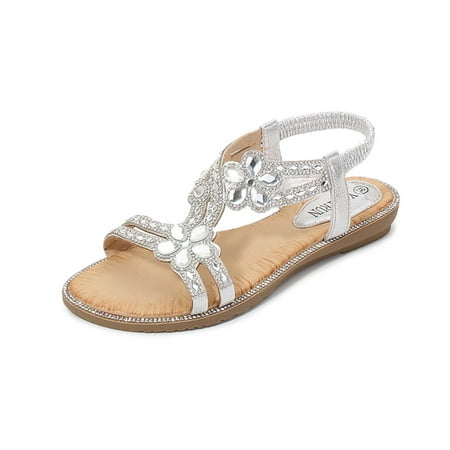 Sandals Women Summer New Style Flat Soft Footbed Sandals Flower Rhinestone Sandals Open Toe Beach Sandals Deals Clearance
Sandals Women Summer New Style Flat Soft Footbed Sandals Flower Rhinestone Sandals Open Toe Beach Sandals Deals Clearance