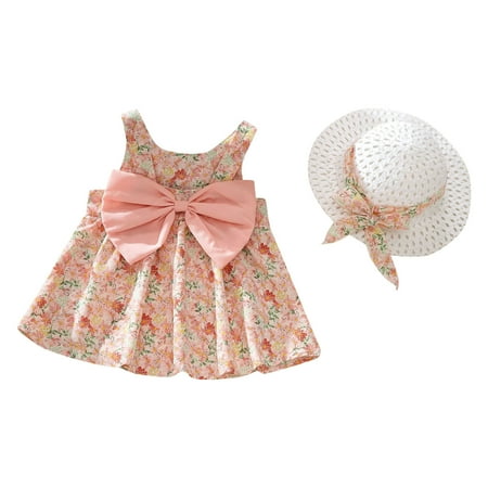 TENSUNNYD Toddler Girls Dress Sleeveless Floral Skirt Bow Cute Sweet Suspender Dress Princess Dress With Hat Infant 18M-24M
TENSUNNYD Toddler Girls Dress Sleeveless Floral Skirt Bow Cute Sweet Suspender Dress Princess Dress With Hat Infant 18M-24M