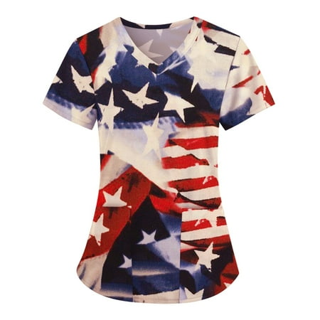 Independence Day Nurse Scrubs for Women US Flag Print Scrub Top Medical Scrub Shirts Nursing Tops T Shirts with Pockets
Independence Day Nurse Scrubs for Women US Flag Print Scrub Top Medical Scrub Shirts Nursing Tops T Shirts with Pockets