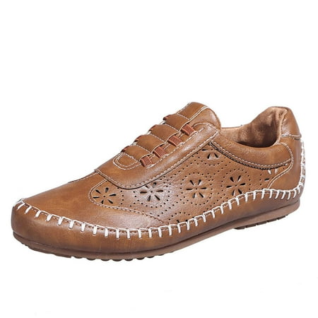 AnuirheiH Women Shoes Western Shoes Ladies Casual Retro Lace Up Flat Leisure Sports Shoes Sale Clearance