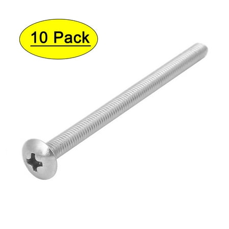 M4x60mm 316 Stainless Steel Truss Head Machine Screw Silver Tone 10pcs