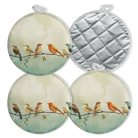 4 PCS Pot Holders for Kitchen Potholders Sets with Hook for Oven Cooking Baking Group Of Birds Singing On The Tree 
4 PCS Pot Holders for Kitchen Potholders Sets with Hook for Oven Cooking Baking Group Of Birds Singing On The Tree