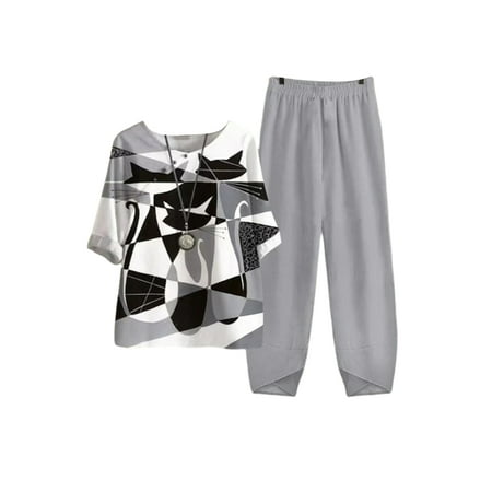 Capreze Ladies Sleepwear Elastic Waist Nightwear Floral Printed Loungwear Casual Lounge Sets 1/2 Sleeve Pjs Gray 5XL
Capreze Ladies Sleepwear Elastic Waist Nightwear Floral Printed Loungwear Casual Lounge Sets 1/2 Sleeve Pjs Gray 5XL