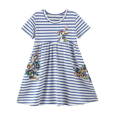 Toddler Girl Casual Short Sleeve Dress Cotton Active Playwear Basic Cute Applique Blue Stripe Rabbit Jersey Dresses 3T
Toddler Girl Casual Short Sleeve Dress Cotton Active Playwear Basic Cute Applique Blue Stripe Rabbit Jersey Dresses 3T