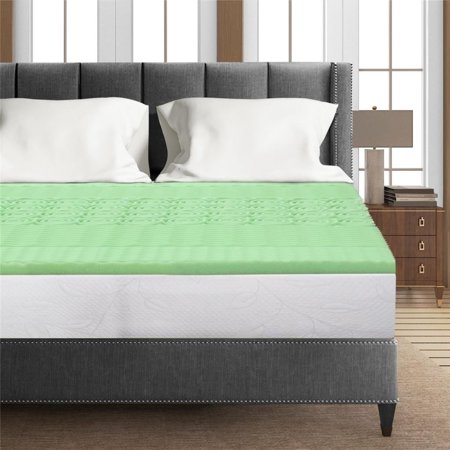 "Crown Comfort 1.5 Inch 5 Zone Memory Foam Bed Topper Aloe Infused Cooling Mattress Pad -"