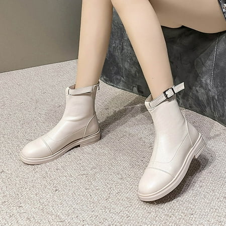 UTTOASFAY Boots for Women Autumn Round Toe Solid Color Leather Boots Back Zipper and Velvet Warm Short Boots Flat-Bottomed Thin Boots Clearance
UTTOASFAY Boots for Women Autumn Round Toe Solid Color Leather Boots Back Zipper and Velvet Warm Short Boots Flat-Bottomed Thin Boots Clearance