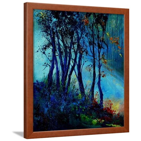 Misty light in a wood Framed Print Wall Art By Pol Ledent