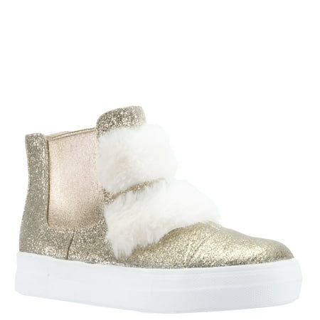 KIDPIK Girls Fur Metallic Slide On Bootie Size: 9 Toddler - 6 Youth