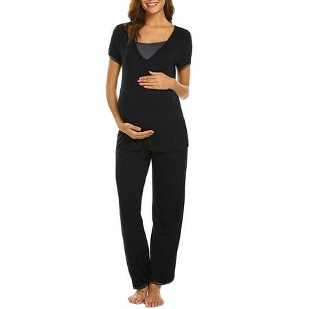 Leutsin Women s Nursing Tops for Breastfeeding Women Short Sleeve Nursing T-shirt Tops+Striped Pants Pajamas Set Suit
Leutsin Women s Nursing Tops for Breastfeeding Women Short Sleeve Nursing T-shirt Tops+Striped Pants Pajamas Set Suit