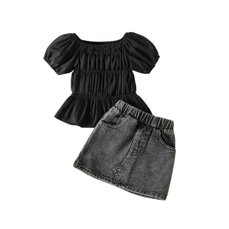aturustex Toddler Girls Summer Outfits Short Puff Sleeve Tops + Denim Skirt Set 2Pcs
aturustex Toddler Girls Summer Outfits Short Puff Sleeve Tops + Denim Skirt Set 2Pcs