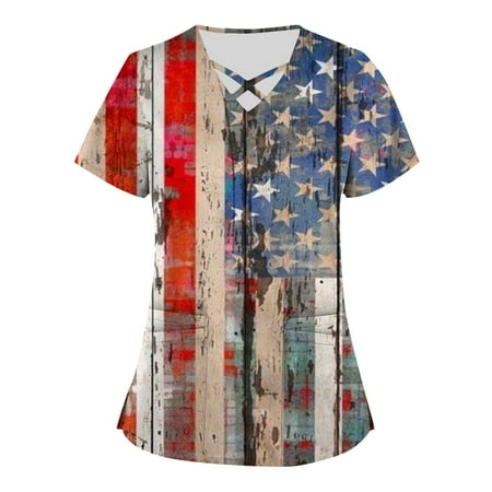 4th of July Shirts Plus Size Independence Day Printed Scrub Working Uniform Tops For Women Cross V-Neck Short Sleeve Fun T-Shirts Workwear Tee With Pockets Gray 5X-Large
4th of July Shirts Plus Size Independence Day Printed Scrub Working Uniform Tops For Women Cross V-Neck Short Sleeve Fun T-Shirts Workwear Tee With Pockets Gray 5X-Large