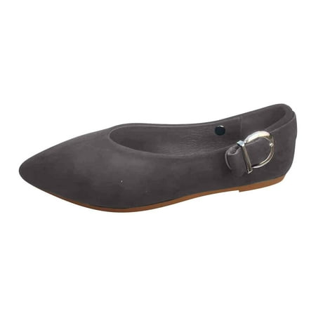 TUOBARR Flat Shoes for Women Womens Pointed Toe Shallow Flat Casual Fashion Loafers Single Shoes Gray