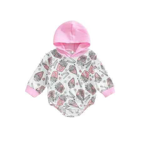 Peyakidsaa Infant Girls Ribbed Romper Pink Fries Print Long Sleeve Hooded Jumpsuit 0-24 Months
Peyakidsaa Infant Girls Ribbed Romper Pink Fries Print Long Sleeve Hooded Jumpsuit 0-24 Months