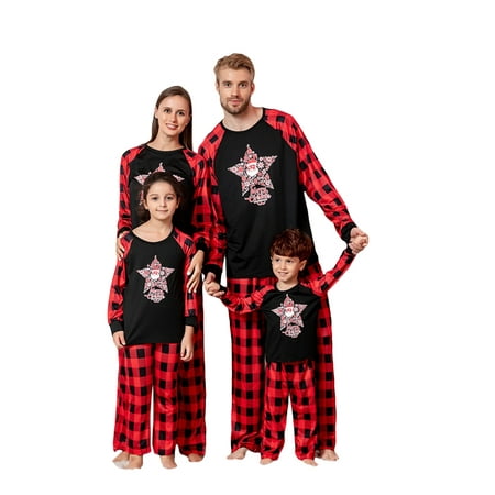 

Gwiyeopda Christmas Pajamas for Family Plaid Xmas Pjs Matching Sleepwear Sets Comfy Nightwear