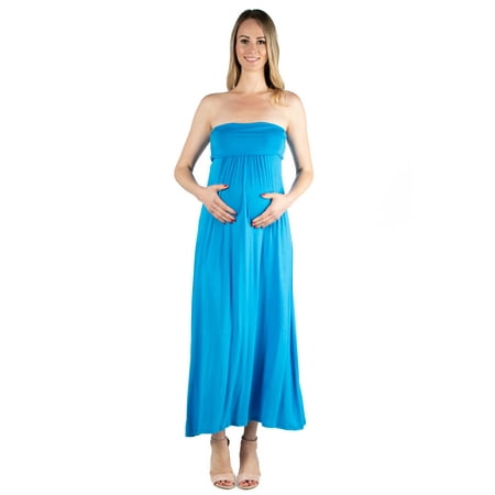 24seven Comfort Apparel Maternity Strapless Maxi Dress