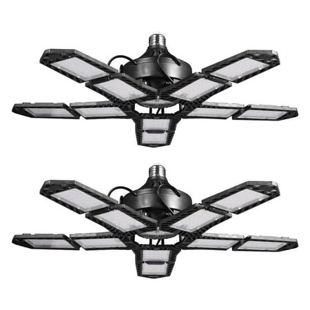 180W LED Garage Light 2 Pack 18000LM Deformable Garage Ceiling Light with 10 Panels and 363pcs Lamp Beads E26 E27 Lamp Socket for Garage Basement Workshop Black
180W LED Garage Light 2 Pack 18000LM Deformable Garage Ceiling Light with 10 Panels and 363pcs Lamp Beads E26 E27 Lamp Socket for Garage Basement Workshop Black