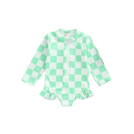 ZIYIXIN Toddler Baby Girls Checkerboard Zipper Rush Guard Swimsuits Ruffle Long Sleeve One Piece Bathing Suit Beach Swimwear Light Green 12-18 Months
ZIYIXIN Toddler Baby Girls Checkerboard Zipper Rush Guard Swimsuits Ruffle Long Sleeve One Piece Bathing Suit Beach Swimwear Light Green 12-18 Months