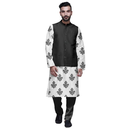 Atasi Traditional Mens Dupion Silk Kurta Pajama Set With Nehru Jacket Men Wear
