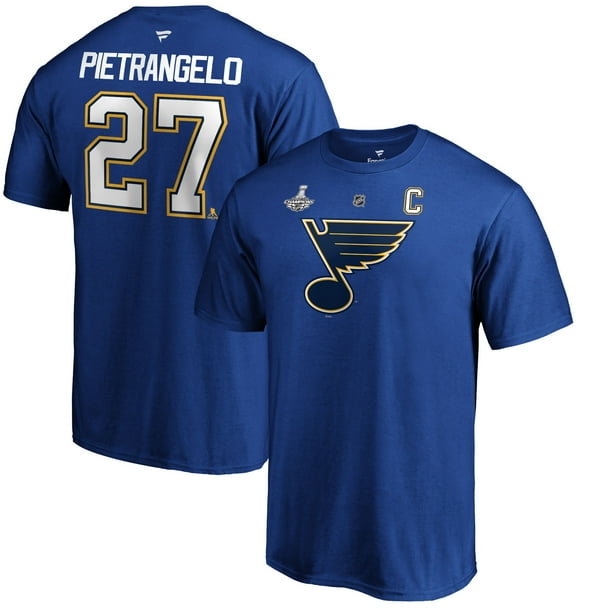 Alex Pietrangelo St. Louis Blues Fanatics Branded 2019 Stanley Cup Champions Authentic Stack Name & Number T-Shirt -