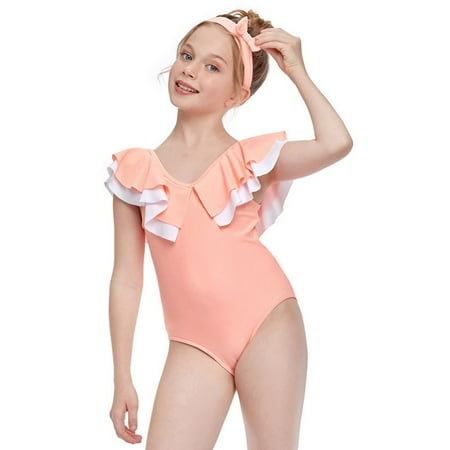 Toddler Kids Baby Girl Ruffle Sleeveless One-Piece Bathing Suit 2-12T