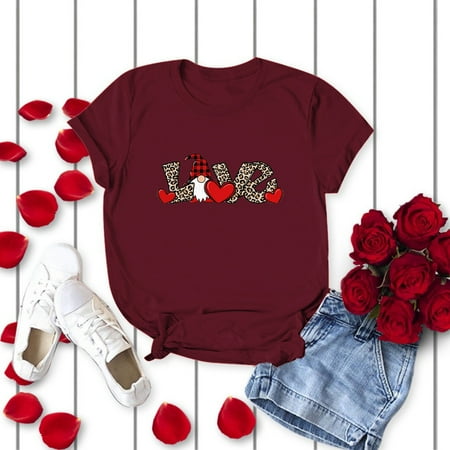 Tangnade Valentines Clothing Womens Fashion O-neck Short Sleeve Casual Cute Holiday Valentines Day Shirt Printed Shirt
Tangnade Valentines Clothing Womens Fashion O-neck Short Sleeve Casual Cute Holiday Valentines Day Shirt Printed Shirt