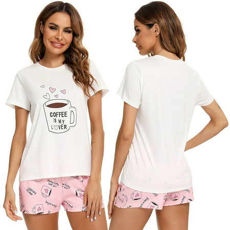 Womens Pajama Set Cute Cartoon Print Short Sleeve Top Tee+Shorts Nightwear Female Sleepwear Pjs Sets Two Piece Casual Loungewear
Womens Pajama Set Cute Cartoon Print Short Sleeve Top Tee+Shorts Nightwear Female Sleepwear Pjs Sets Two Piece Casual Loungewear