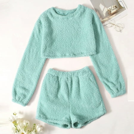 TIHLMK Pajamas Sales Clearance Women s Solid Long Sleeve O-neck Pullover Leisure Blouse Tops + Shorts Set Green
TIHLMK Pajamas Sales Clearance Women s Solid Long Sleeve O-neck Pullover Leisure Blouse Tops + Shorts Set Green
