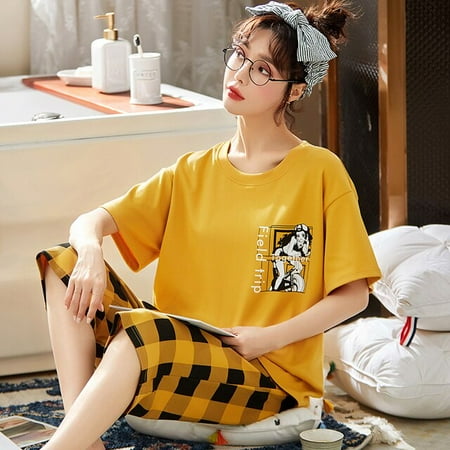 QWZNDZGR Summer Cartoon Bear Womens Pajama Sets Ladies Female Nightwear Casual Pyjama Capris Pants Yellow Sleepwear Suits Home Clothing
QWZNDZGR Summer Cartoon Bear Womens Pajama Sets Ladies Female Nightwear Casual Pyjama Capris Pants Yellow Sleepwear Suits Home Clothing