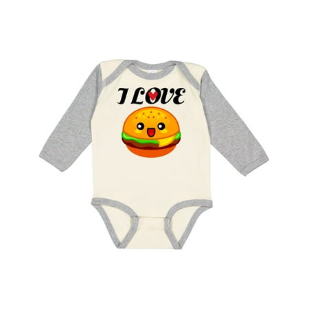 Inktastic I Love Hamburgers Gift Baby Boy or Baby Girl Long Sleeve Bodysuit