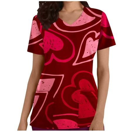 Summer Savings Clearance 2023! PIMOXV Valentine s Day Shirts for Women Casual Vintage Heart Print Nurse Working Uniform Pockets V Neck Short Sleeve T-Shirts
Summer Savings Clearance 2023! PIMOXV Valentine s Day Shirts for Women Casual Vintage Heart Print Nurse Working Uniform Pockets V Neck Short Sleeve T-Shirts