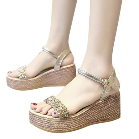Aayomet Platform Sandals Shoes Buckle Sandals Wedge Rhinestone Platform Color Fashion Sandals Ladies Shoes Solid Women s sandals Gold 8.5
Aayomet Platform Sandals Shoes Buckle Sandals Wedge Rhinestone Platform Color Fashion Sandals Ladies Shoes Solid Women s sandals Gold 8.5