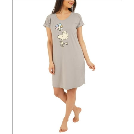 Munki Munki Peanuts Woodstock Sleep Shirt Nightgown – Gray X-Large