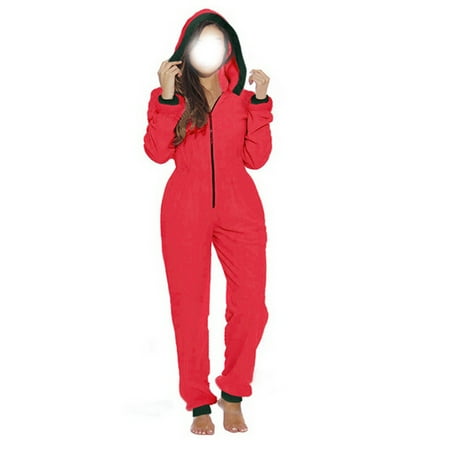 Caitzr Women Christmas Pajamas Hooded One-piece Trousers Coral Fleece Solid Zipper Jumpsuit
Caitzr Women Christmas Pajamas Hooded One-piece Trousers Coral Fleece Solid Zipper Jumpsuit