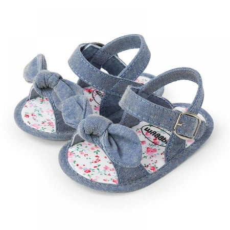 Baby Girls Cotton Bowknot Flowers Non-slip Outdoor Toddler Summer Sandals First Walkers Shoes