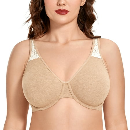 AISILIN Women s Plus Size Cotton Bra Underwire Unlined Cup Full Coverage