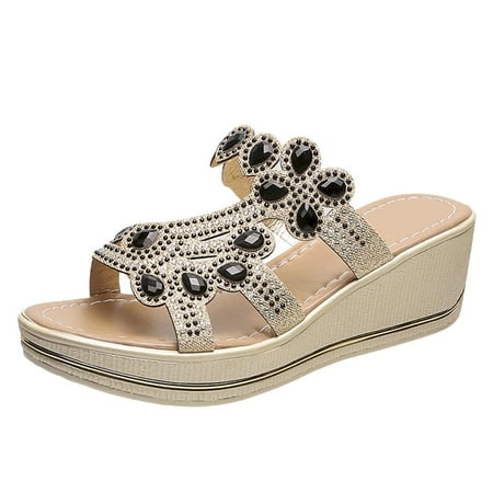 Womens Ladies Crystal Wedges Thick Peep Toe Sandals Slippers Shoes Summer Open Toe Slide Sandals Comfortable Flats Flip-Flops Sandal Casual Platforms Wedge Sandals Boho Dressy Heeled Sandals A19499
Womens Ladies Crystal Wedges Thick Peep Toe Sandals Slippers Shoes Summer Open Toe Slide Sandals Comfortable Flats Flip-Flops Sandal Casual Platforms Wedge Sandals Boho Dressy Heeled Sandals A19499