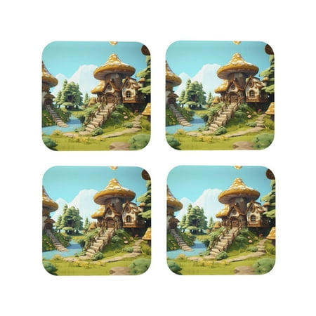 Drink Coasters Set of 4 Cartoon Mushroom House Leather Coasters for Coffee Table Protector Heat Resistant Cute Coasters for Home Decor Housewarming Gifts Bar Kitchen 4 Inch Square
Drink Coasters Set of 4 Cartoon Mushroom House Leather Coasters for Coffee Table Protector Heat Resistant Cute Coasters for Home Decor Housewarming Gifts Bar Kitchen 4 Inch Square