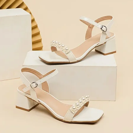 Women‘s Faux Pearl Chunky Heeled Sandals Square Open Toe Ankle Strap Block Heeled Solid Color Casual Sandals Women‘s Daily Shoes
Women‘s Faux Pearl Chunky Heeled Sandals Square Open Toe Ankle Strap Block Heeled Solid Color Casual Sandals Women‘s Daily Shoes