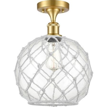 Satin Gold Tone Semi Flush 10 Wide Steel/Cast Brass/Glass Medium Base LED 1 Light Fixture 
Satin Gold Tone Semi Flush 10 Wide Steel/Cast Brass/Glass Medium Base LED 1 Light Fixture