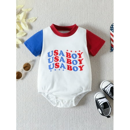 Lamuusaa Baby Girls Boys Romper Independence Day Short Sleeve Crew Neck Letters Print Contrast Color Summer Bodysuit
Lamuusaa Baby Girls Boys Romper Independence Day Short Sleeve Crew Neck Letters Print Contrast Color Summer Bodysuit