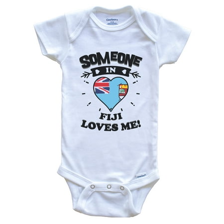Someone In Fiji Loves Me Fijian Flag Heart Baby Bodysuit