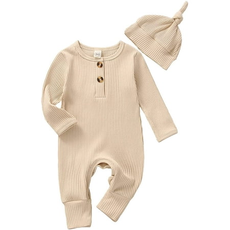 Infant Boys Girls Clothes Set Newborn Baby Romper Hat Ribbed Knit Long Sleeve Button Solid Bodysuit Jumpsuit 12-18 Months
Infant Boys Girls Clothes Set Newborn Baby Romper Hat Ribbed Knit Long Sleeve Button Solid Bodysuit Jumpsuit 12-18 Months